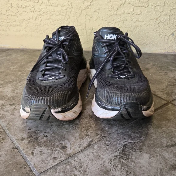 Hoka Bondi 7 Mens Running Shoes Sneakers Black And White Size 10 - Picture 6 of 12